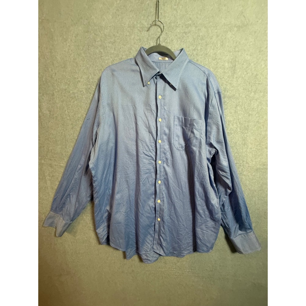 Peter Millar Nanoluxe Easy Care Blue Micro Check Dress Shirt Mens XL Button Down